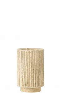 Настільна лампа LED циліндрична метал/бавовна маленька Натуральна - Фото 1
