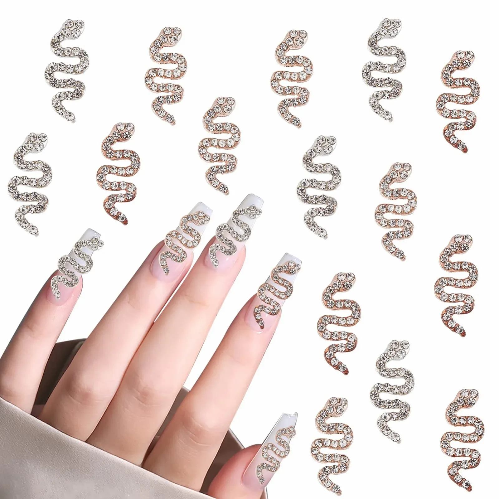 3D у вигляді змії NICENEEDED 15 шт, сплав, хвилясті, фото №1