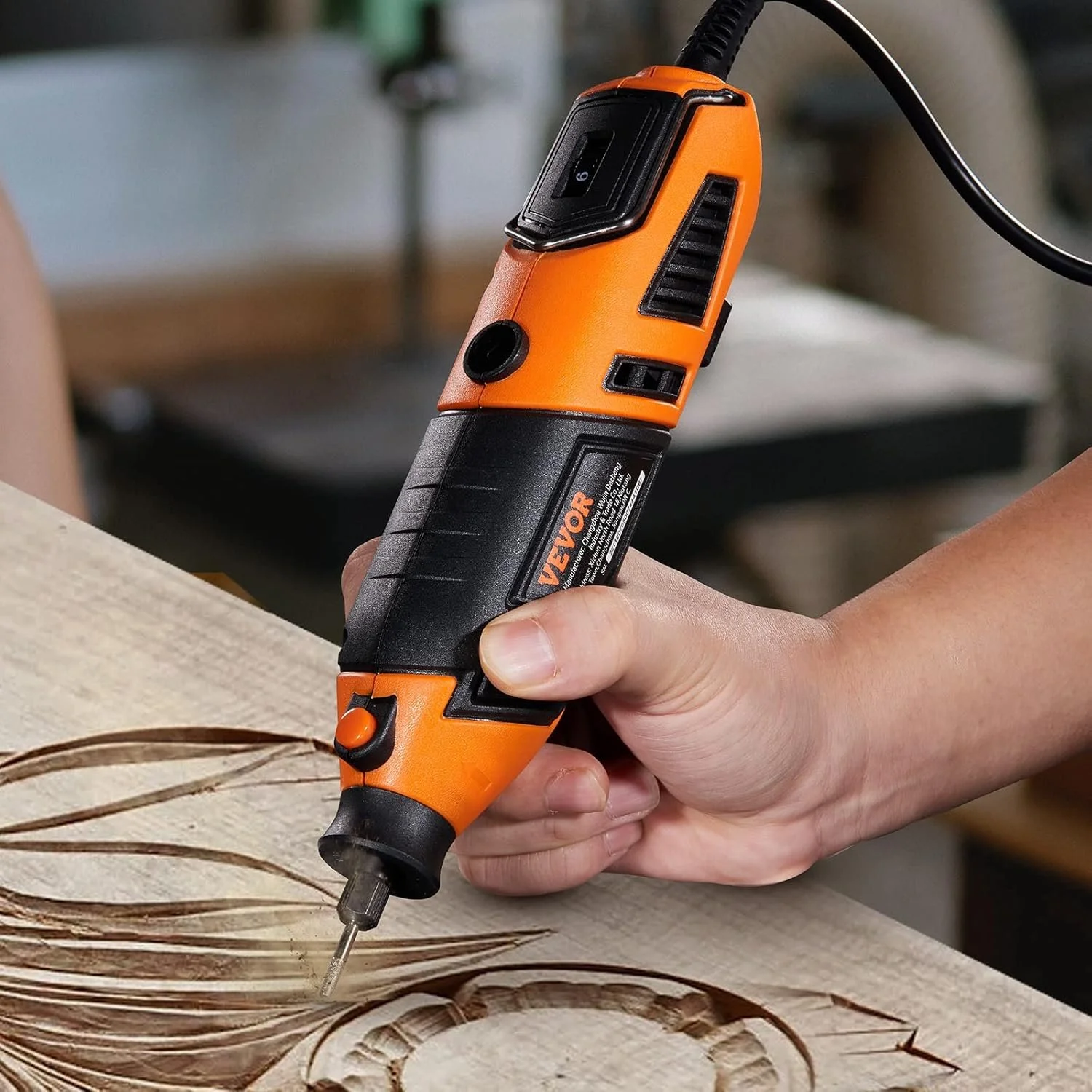 Электро шлифовальная машина VEVOR DM-160C с аксессуарами / 170 Вт / 8.000-35.000 об/мин / Бесщеточный / Оранжево-черный, фото №8 Электро шлифовальная машина VEVOR DM-160C с аксессуарами / 170 Вт / 8.000-35.000 об/мин / Бесщеточный / Оранжево-черный, фото №8