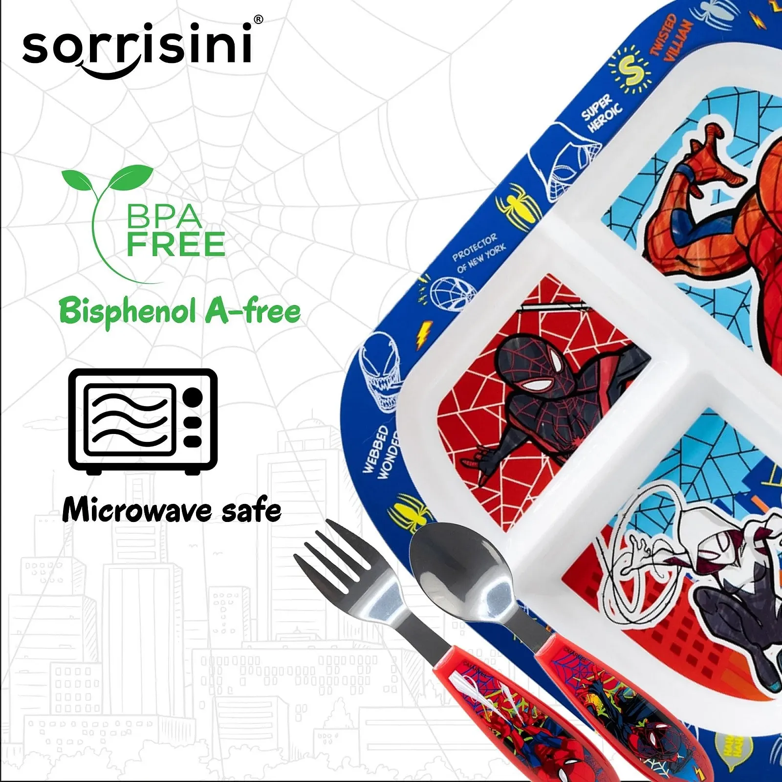 Набор детской посуды Sorrisini, 3 предмета, фото №2 Набор детской посуды Sorrisini, 3 предмета, фото №2