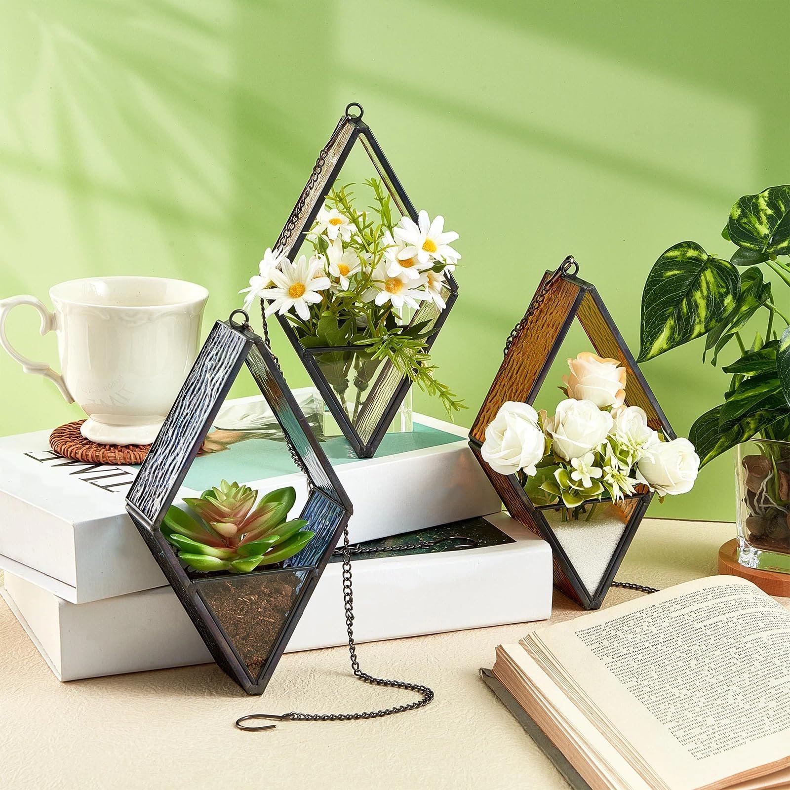 Підвісні скляні тераріуми Yaomiao геометричні 3 шт 10 x 5,1 x 18 см Різнокольорові, фото №3 Підвісні скляні тераріуми Yaomiao геометричні 3 шт 10 x 5,1 x 18 см Різнокольорові, фото №3