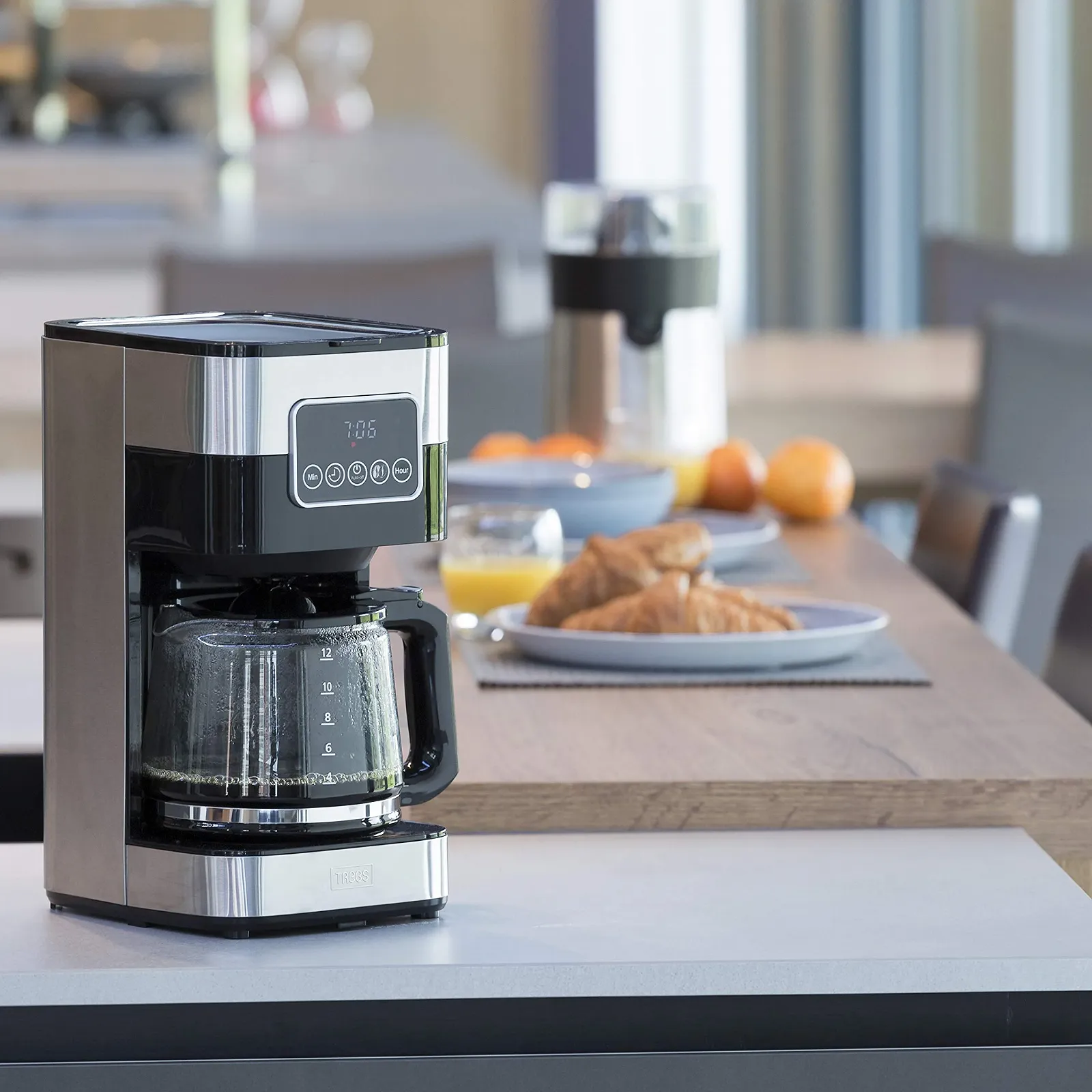 Капельная кофеварка Trebs 24100 1.5 л LED Touch Display Stainless Steel / Black, фото №6