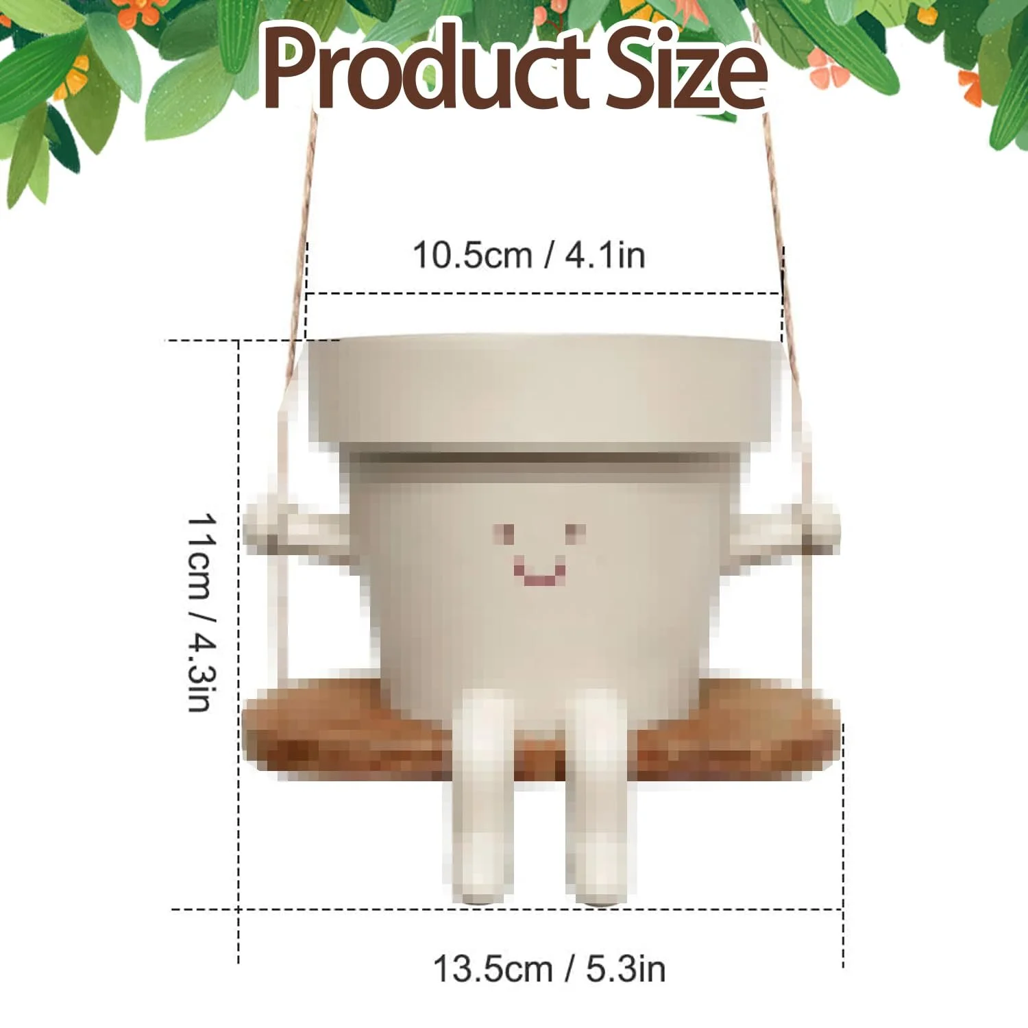 Подвесное кашпо Качели Улыбающееся лицо Из смолы, фото №2