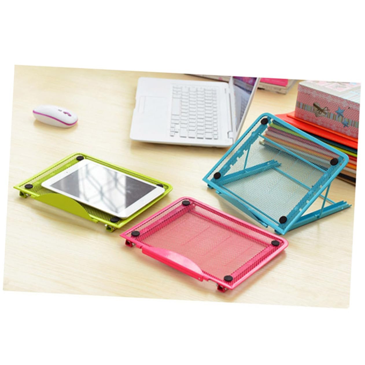 Регулируемая подставка для ноутбука Tofficu, сталь-пластик, портативная, складная, с охлаждающей основой и нескользящим основанием для планшета и ноутбука, фото №6