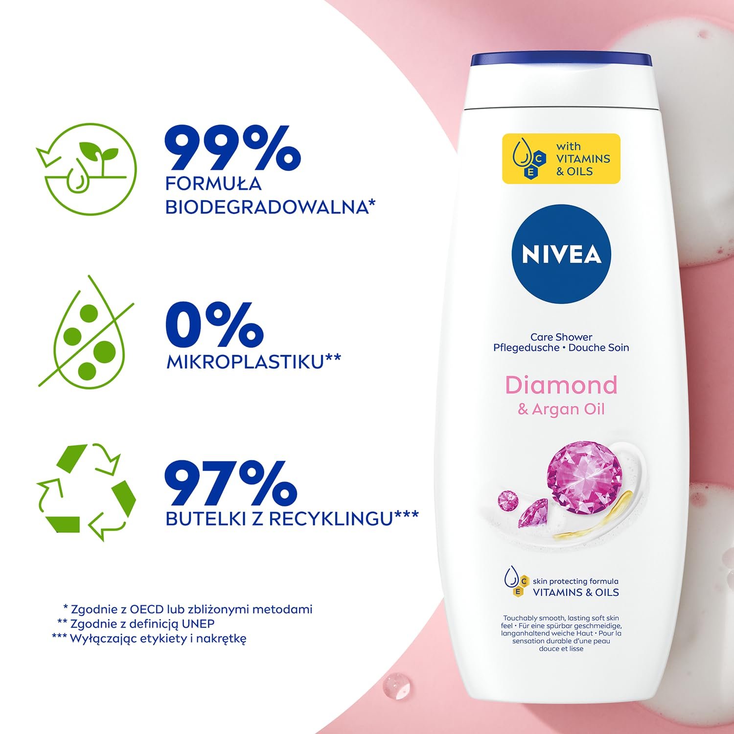 Гель для душа NIVEA Care & Diamond Diamond Shimmer, 500 мл, фото №5
