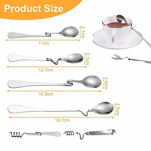 Набор из 6 медовых ложек из нержавеющей стали для джема, необычной формы, для смешивания, сиропа, десертная, подвесная с длинной спиральной ручкой для патоки synthetic.ua - Фото 1