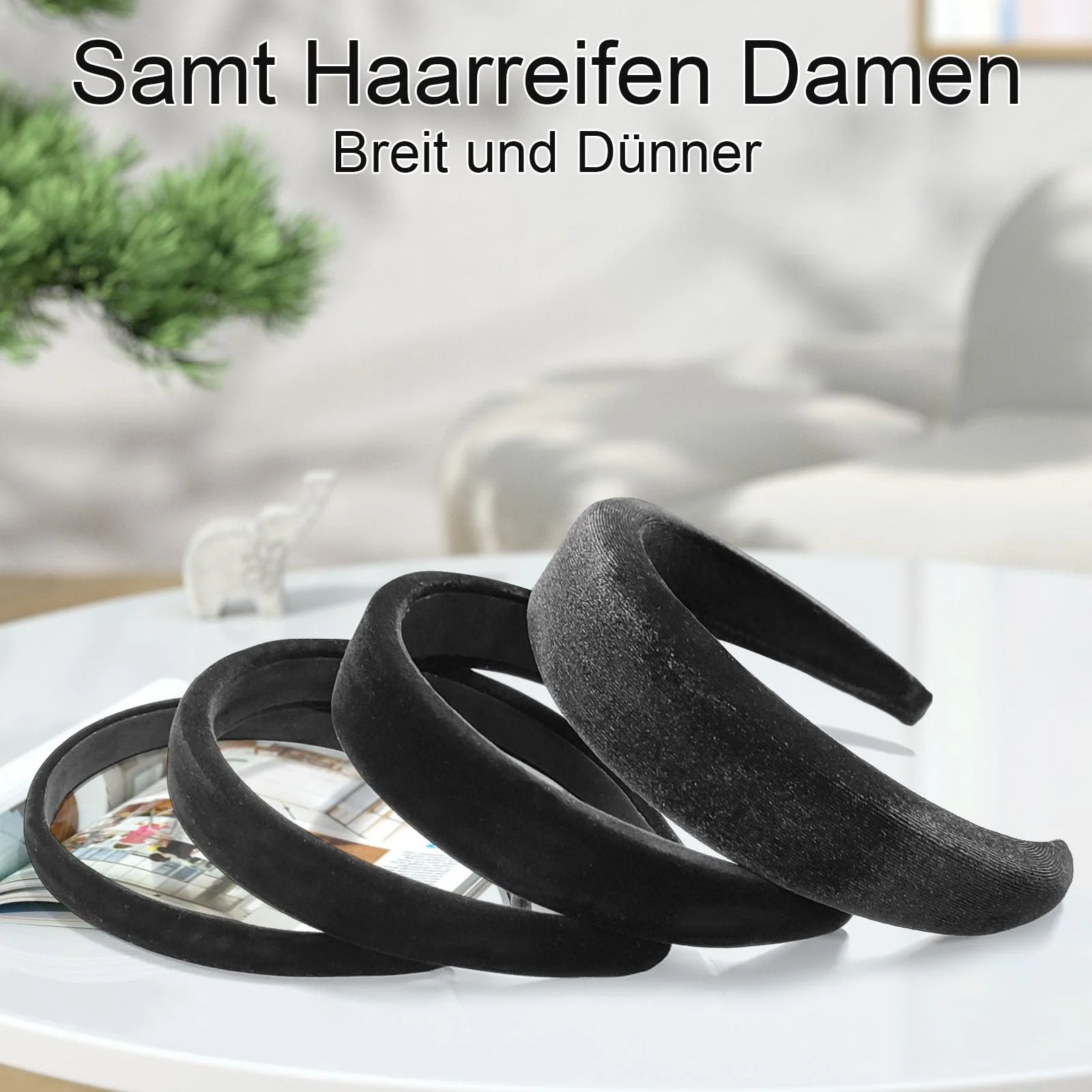 Обруч ZOCONE Оксамитовий Набір 4шт Різної ширини Чорний, фото №4 Обруч ZOCONE Оксамитовий Набір 4шт Різної ширини Чорний, фото №4