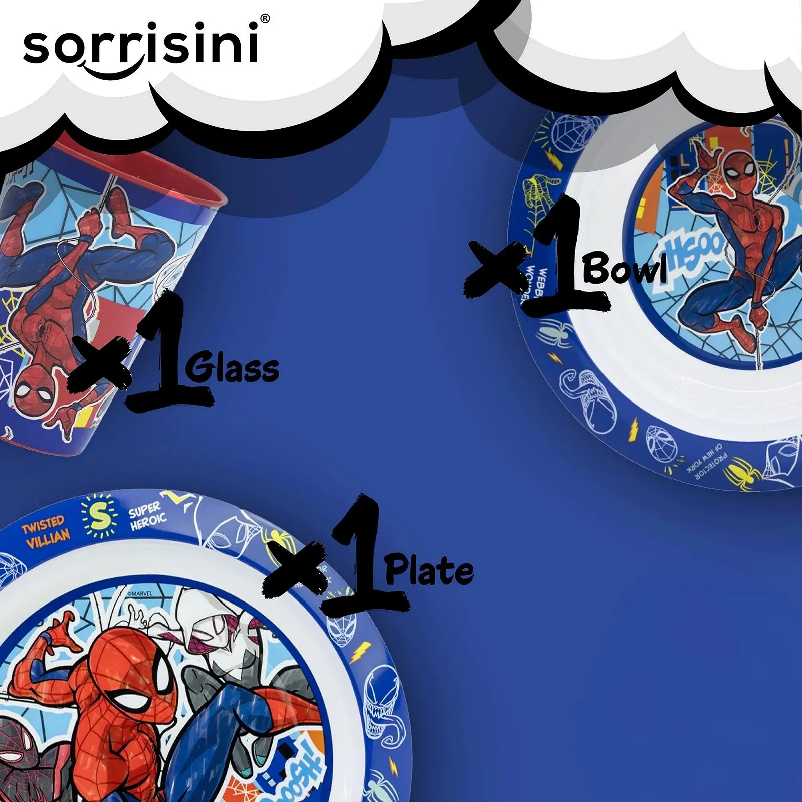Набор детской посуды Spiderman Sorrisini, многоразовый, фото №8 Набор детской посуды Spiderman Sorrisini, многоразовый, фото №8