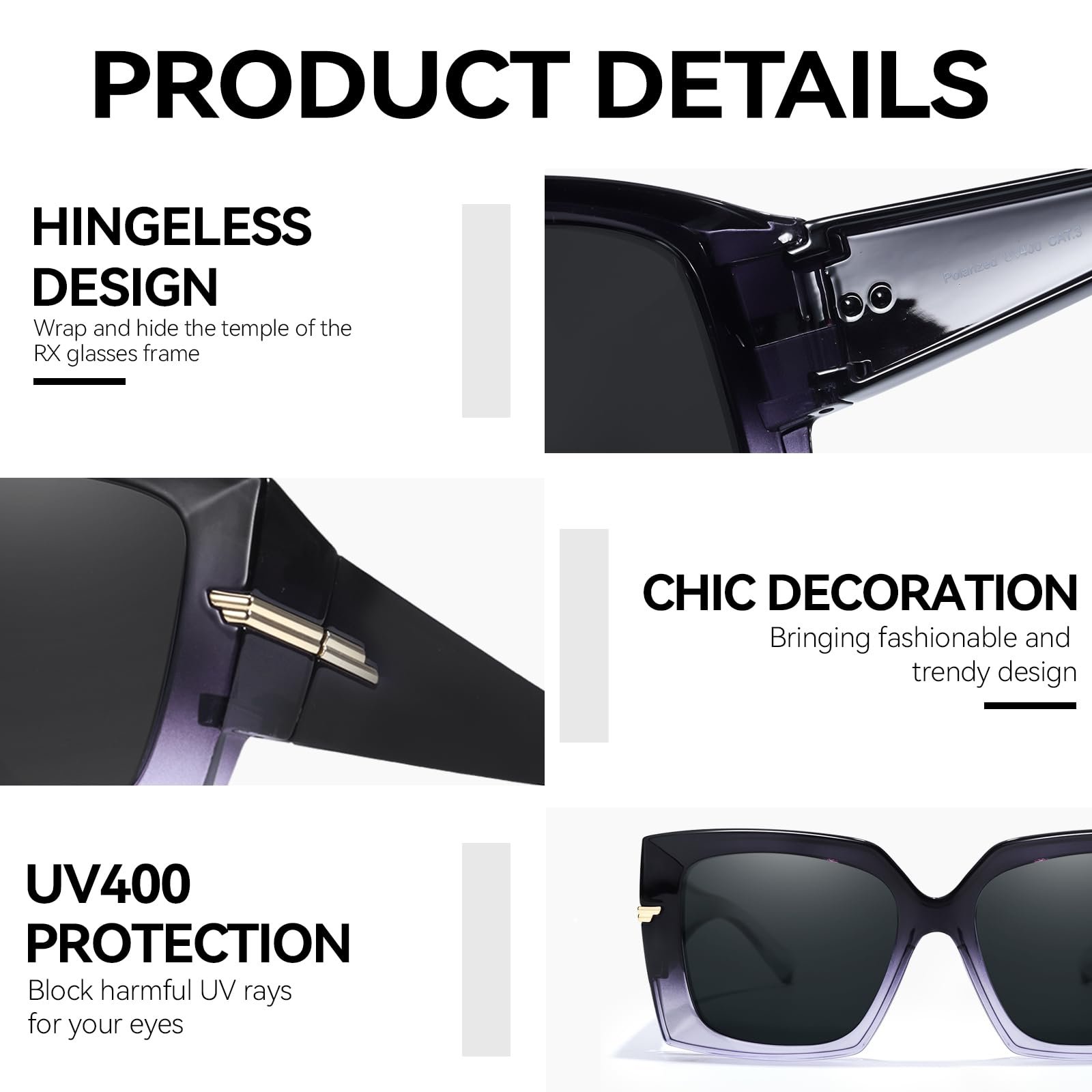 Поляризованные солнцезащитные очки Type LVIOE для женщин UV400 Protection, большая квадратная оправа Shade для вождения, фото №5