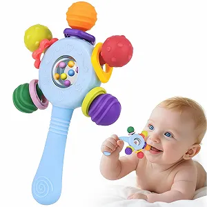 Брязкальце-прорізувач для немовлят Ергономічний та безпечний дизайн іграшки Синій - Фото 1