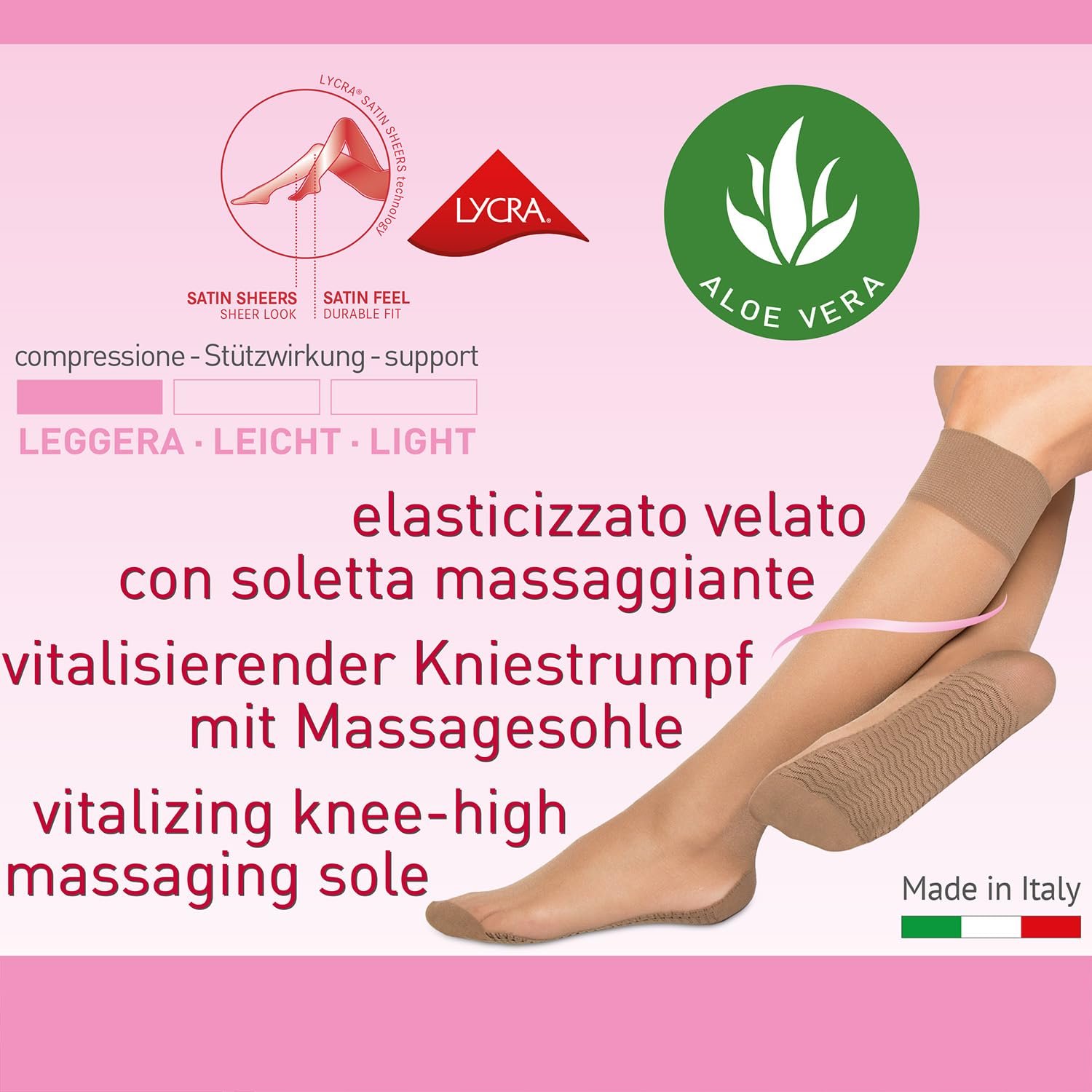 Панчохи Alber's Salus Massage Жіночі Відновлюючі з Масажною Підошвою, Прозорі, 20 Denier, One Size, фото №4