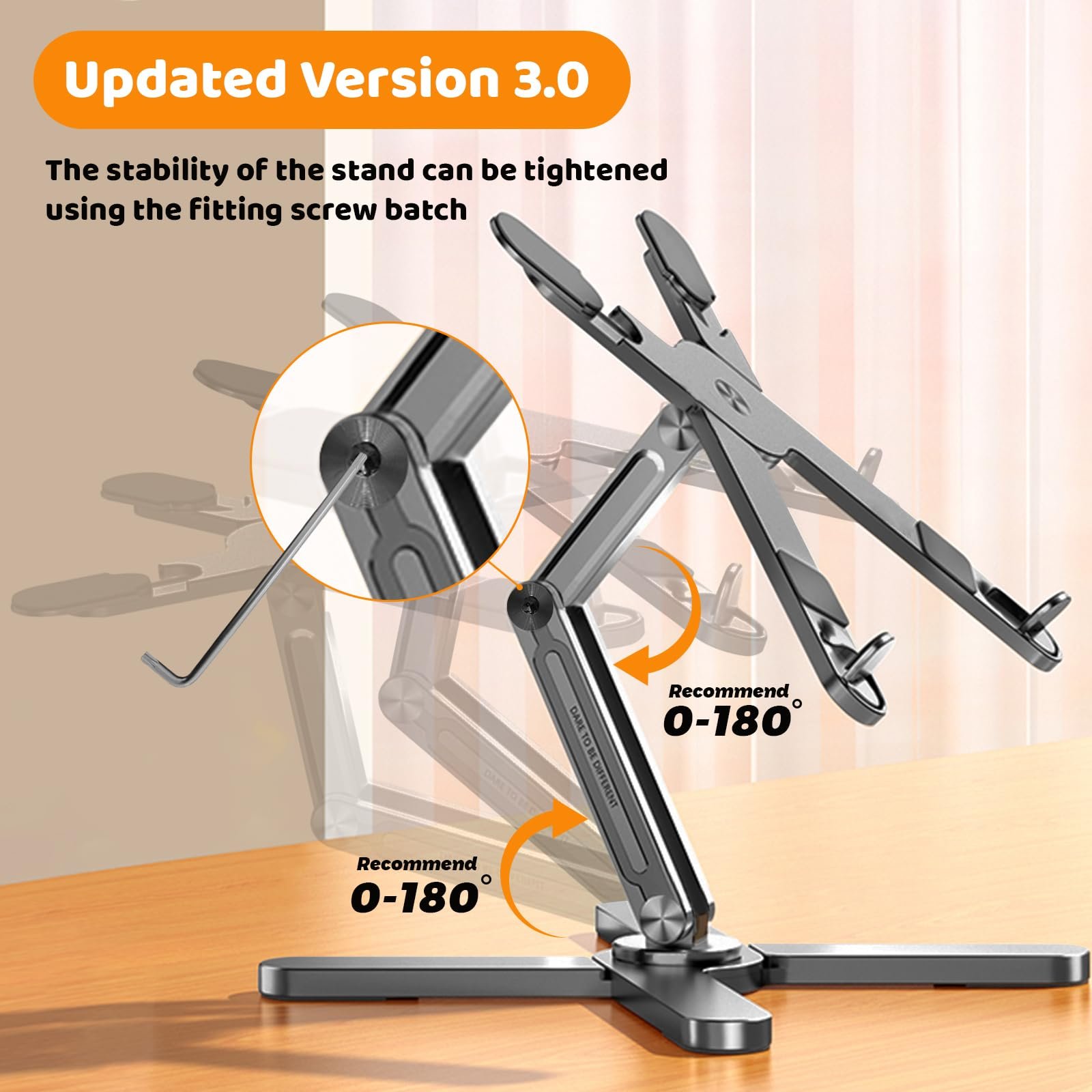 Підставка для ноутбука з основою, що обертається на 360 градусів, металевий, фото №2 Підставка для ноутбука з основою, що обертається на 360 градусів, металевий, фото №2