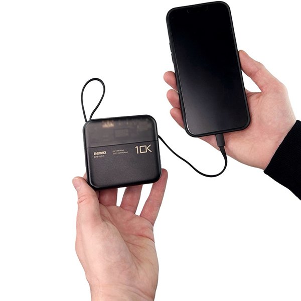 Міні повербанк 10000мАг 22.5W Remax RPP-602 з кабелем Type-C Lightning PD+QC Чорний, фото №4