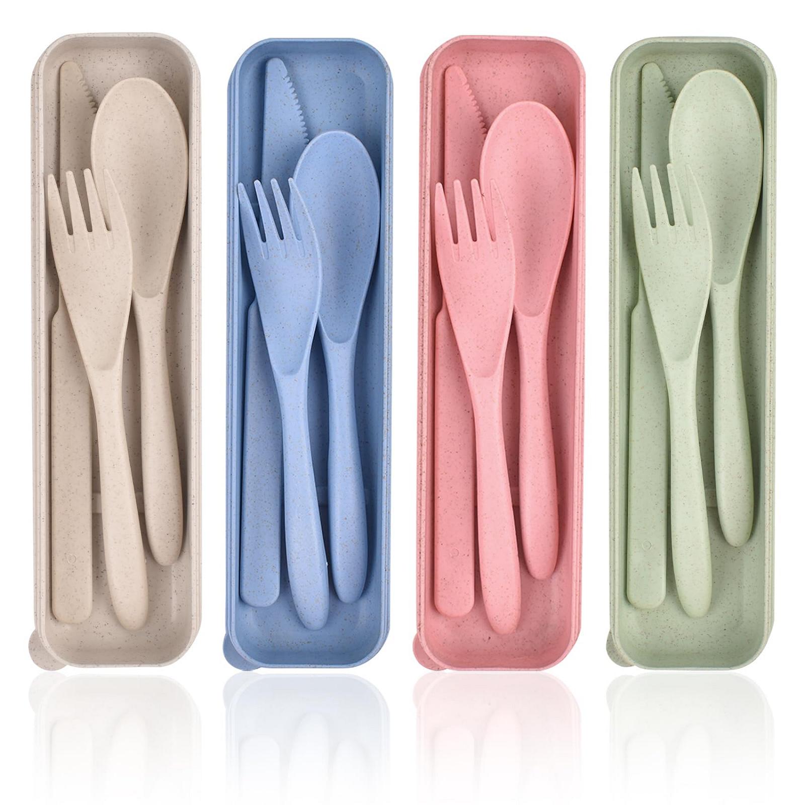 Набір столових приборів Jiayaus Plastic Reusable Camping Cutlery Set для 4 осіб, фото №1