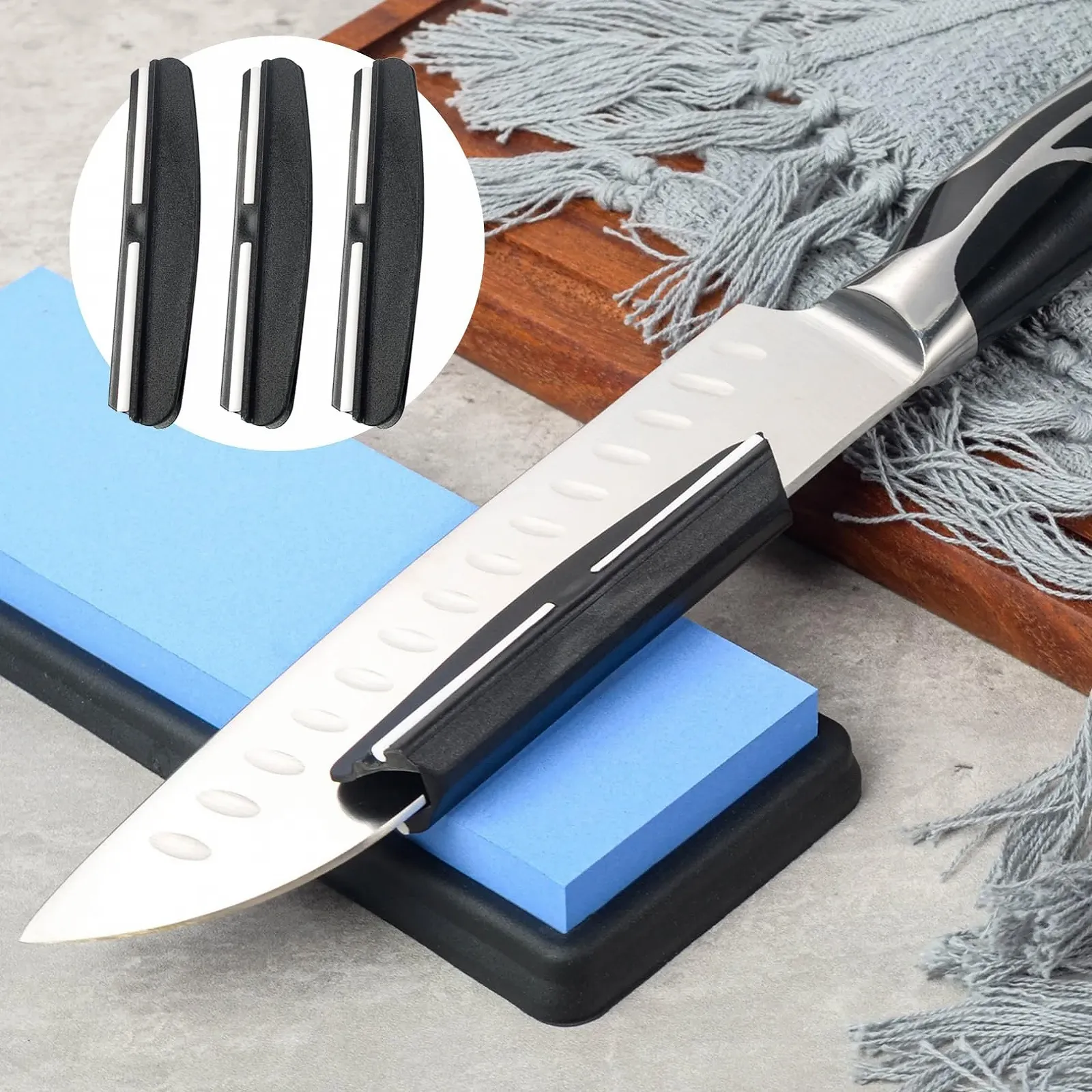 Набор направляющих для угла заточки ножей 15 градусов 3 шт черный, фото №4