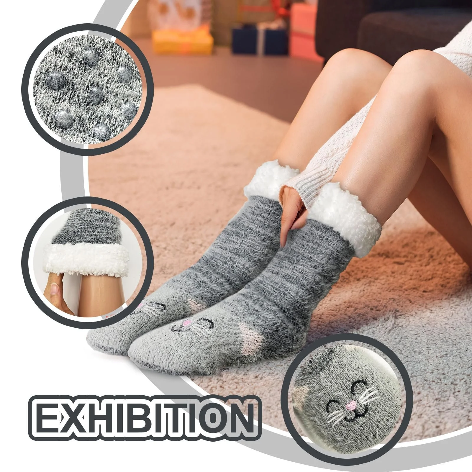 Домашні шкарпетки для жінок з флісовою підкладкою, фото №3