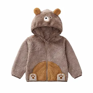 Куртка Teddy флисовая для девочки, детская флисовая куртка, с карманом, на молнии, утолщенная, с мультяшным узором, теплая куртка, модная, удобная, милая, однотонная куртка для переходного сезона - Фото 1