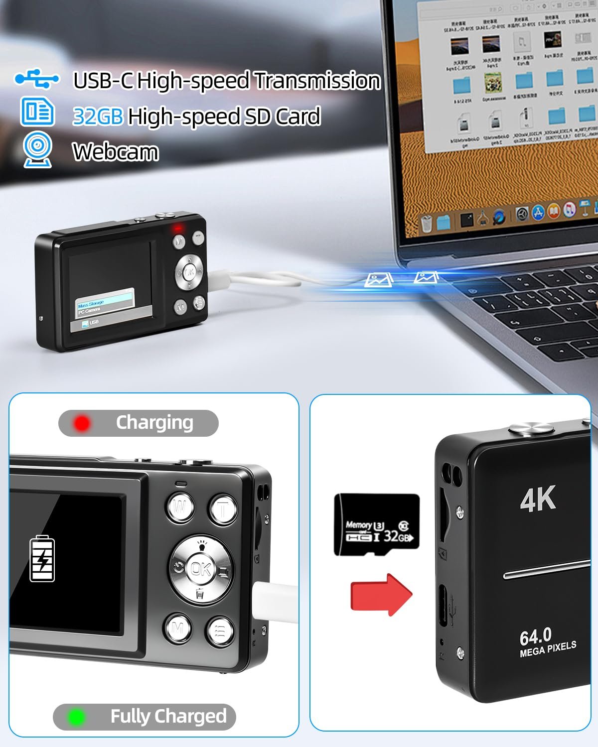 Цифрова камера UHD 4K 64 MP 18x Zoom AF Чорний, фото №6