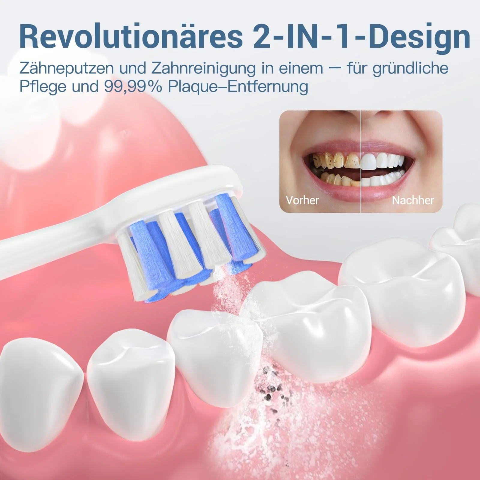 Электрическая зубная щетка Marchpower Compact 2 в 1 с ирригатором 3 x 4 режима IPX7 Wireless White, фото №2