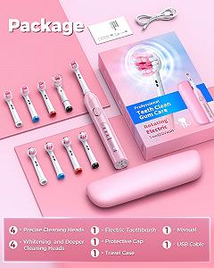 Електрична зубна щітка, що обертається TEETHEORY 4 режими Рожева synthetic.ua - Фото 1