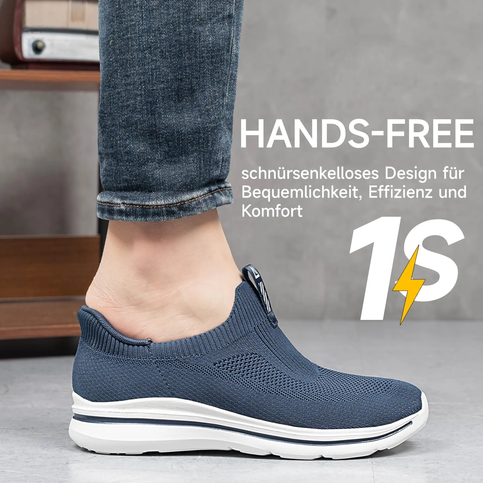 Чоловічі сліпони для ходьби ODCKOI, дихаючі легкі кросівки, атлетичні нековзні кросівки для бігу, фото №3