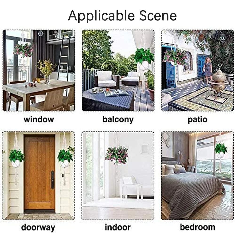 Подвесные корзины Ylinwtech Набор 2 шт. Хлопковая веревка Макраме Ручное плетение Бежевый, фото №6