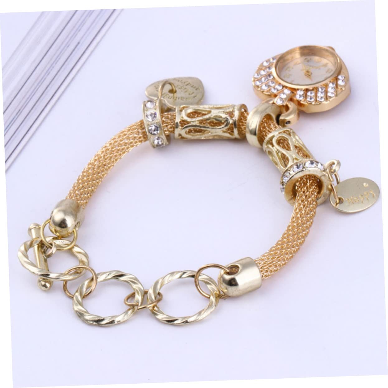 Часы-браслет LIFKOME Женский, декоративные бусины, золотистый сплав, фото №5