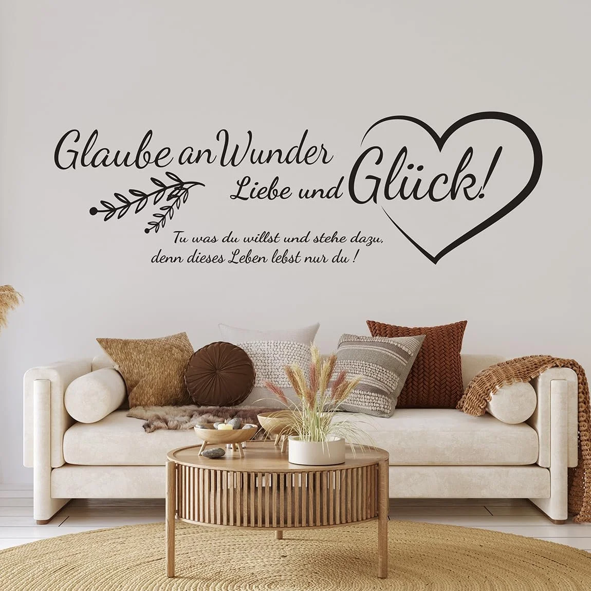 Настінна наклейка tjapalo pk229 "Faith in Miracles Love and Happiness" 140 x 44 см Чорна, фото №1