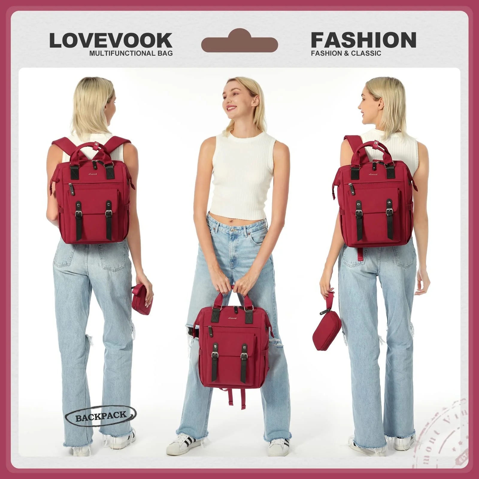 Рюкзак для ноутбука LOVEVOOK 15.6" із сумкою для аксесуарів водонепроникний Red, фото №6 Рюкзак для ноутбука LOVEVOOK 15.6" із сумкою для аксесуарів водонепроникний Red, фото №6