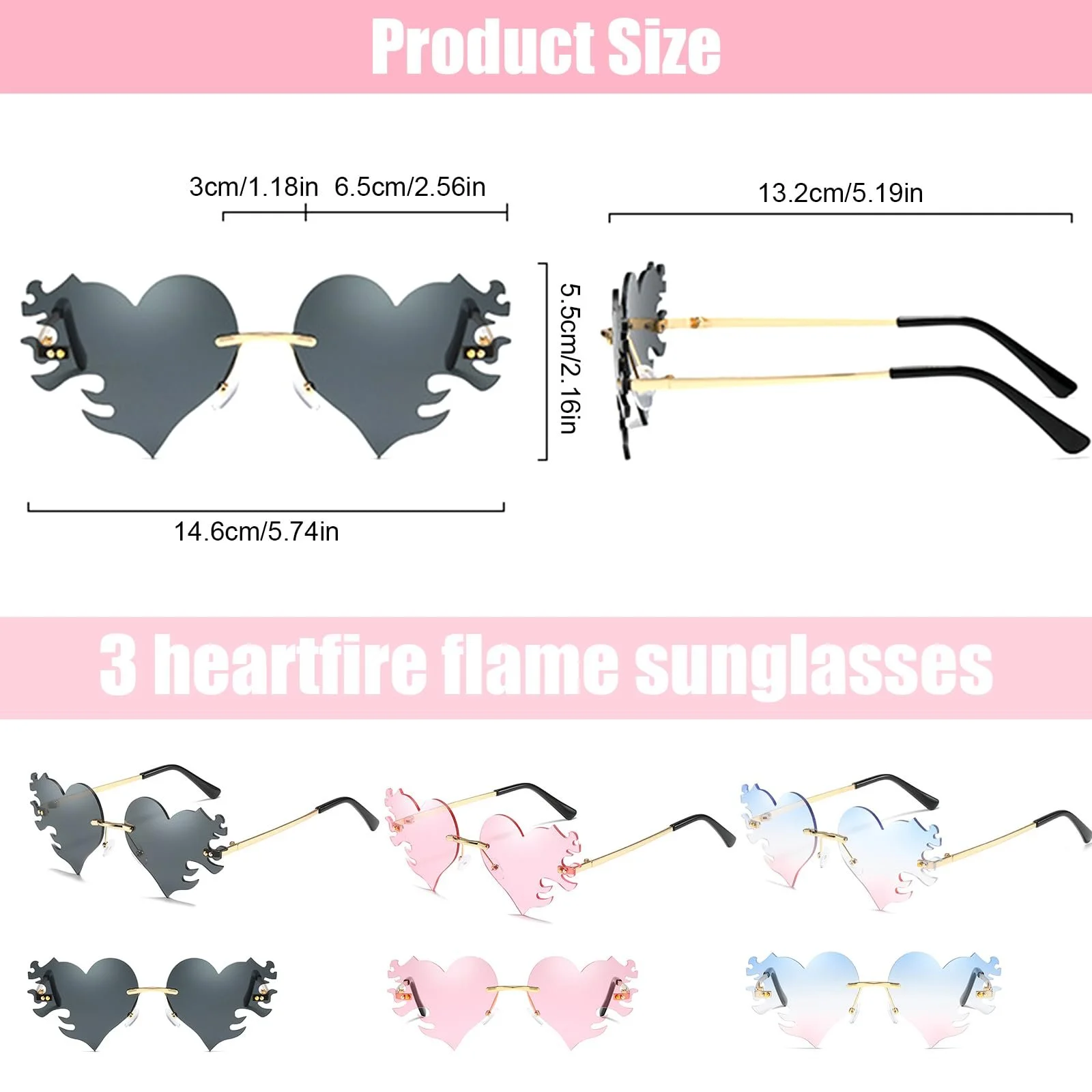 Солнцезащитные очки Сердце Liekadijiae Красный, фото №3