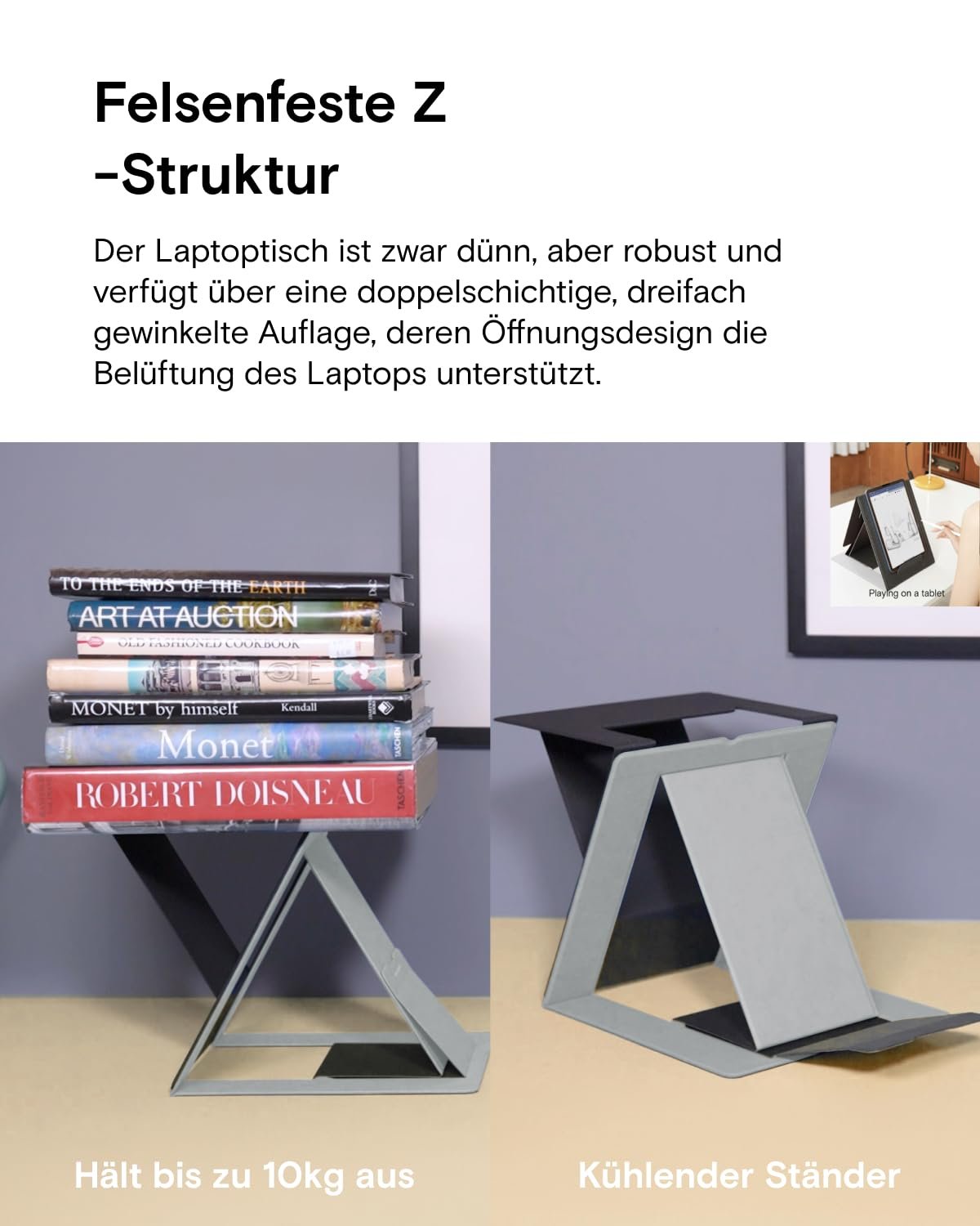 Подставка-трансформер MOFT Z Invisible Thin, регулируемый угол наклона сидя/стоя, совместима с большинством ноутбуков Серый, фото №4