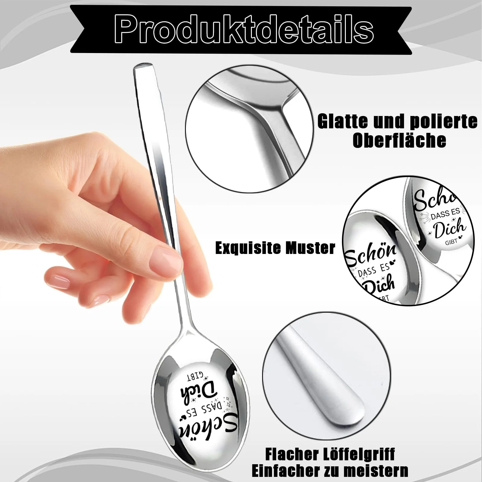 Набір ложок для пластівців 2 шт з гравіюванням, маленькі, фото №3 Набір ложок для пластівців 2 шт з гравіюванням, маленькі, фото №3