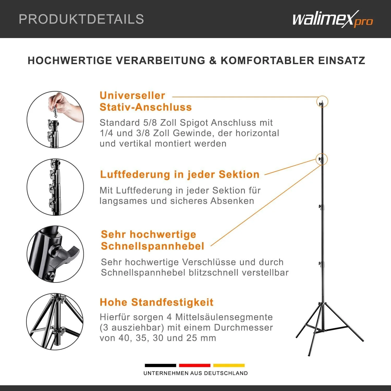 Штатив Walimex pro AIR 380 см Deluxe, фото №2
