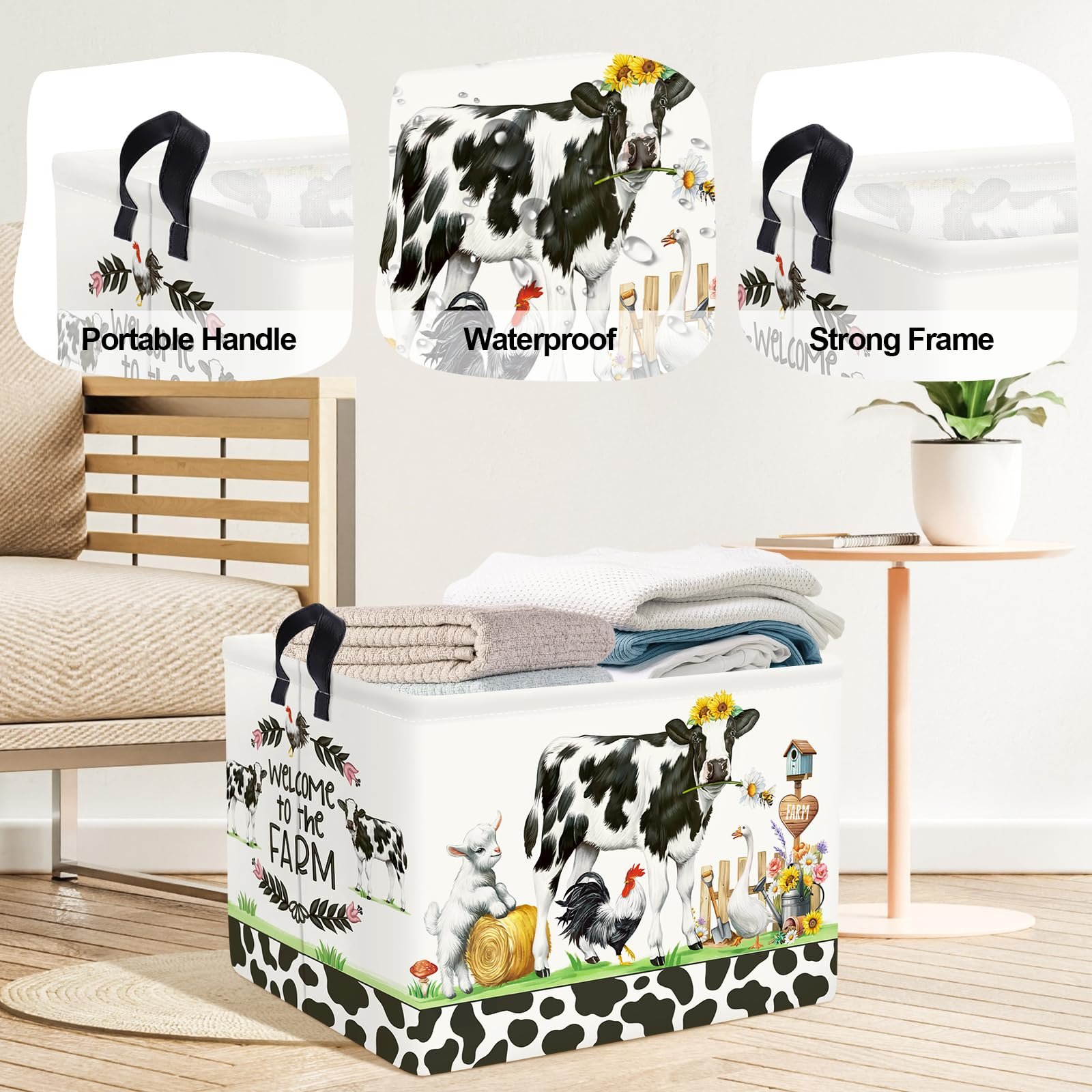 Корзина для игрушек HUUMONSS Сельские животные, складная для мальчиков и девочек, 36 л, фото №4