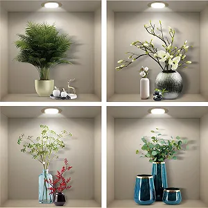 Наклейка на стіну 3D Effect Vase Green Plants 40 x 40 см 4 шт. - Фото 1