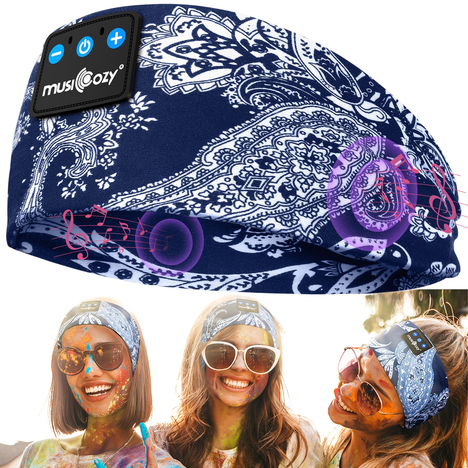 Наушники-Спорт MUSICOZY Bluetooth V5.4 Головная повязка 14+STD/HiFi Стерео Подарок для Боковых Спящих/Мужчин/Женщин, фото №1