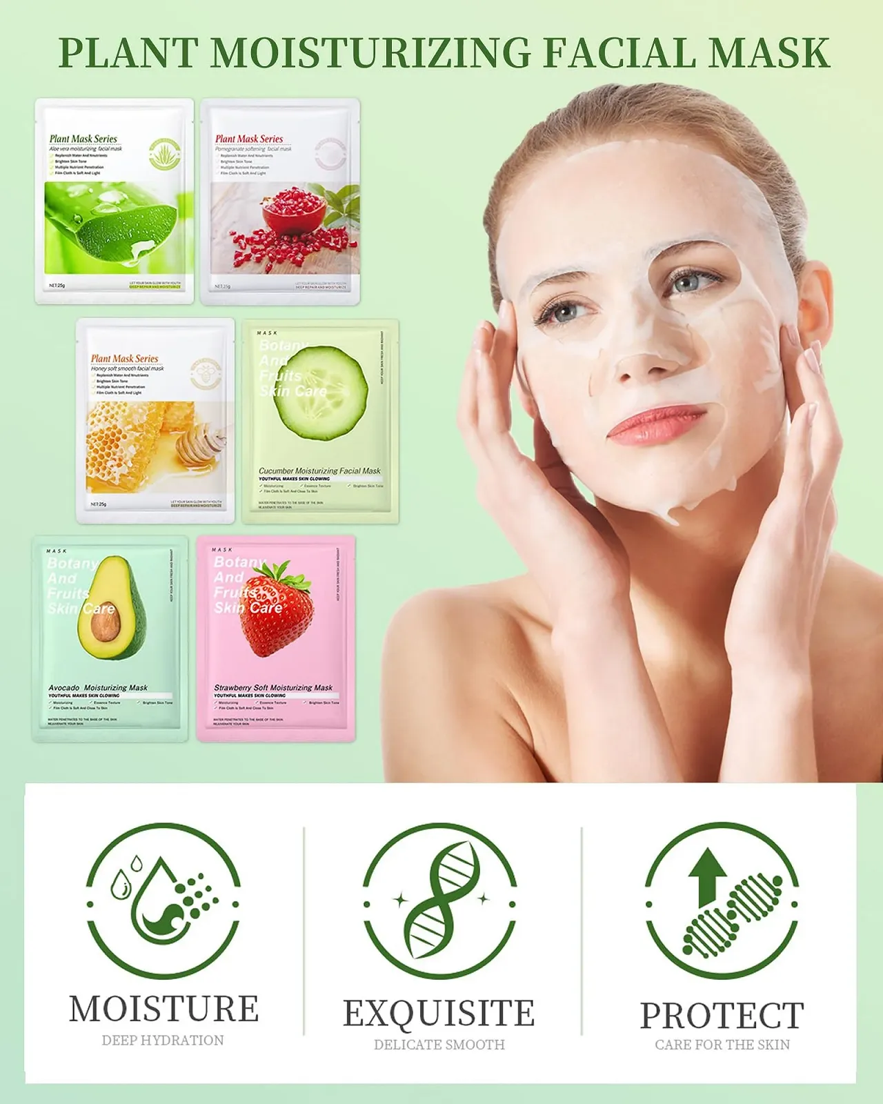 Маска для обличчя LYSdefeu Hydrat для жінок - 6 штук Daily Care, заспокійлива, зволожуюча, фото №2