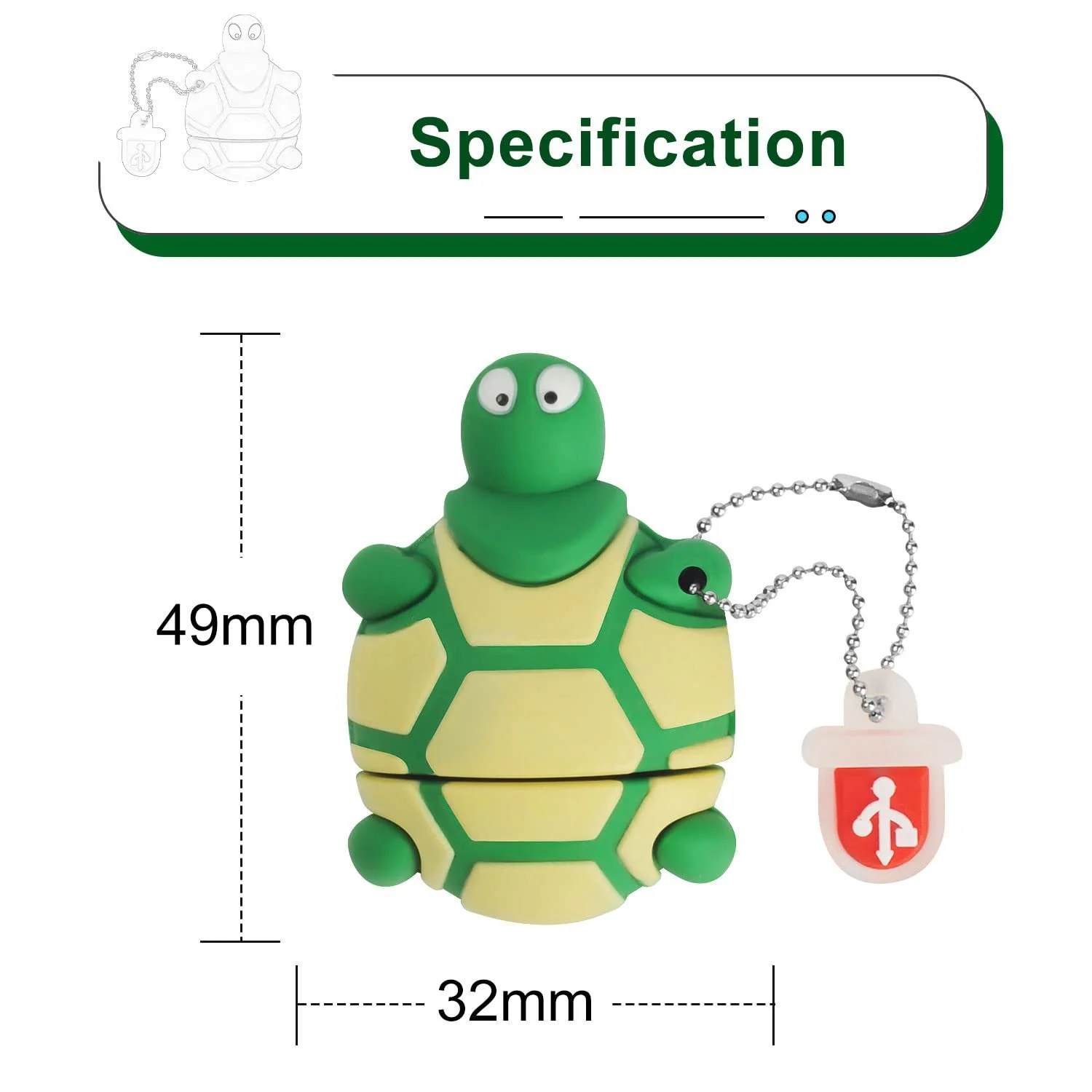 USB-накопичувач BorlterClamp 32ГБ USB 2.0 Черепаха Green, фото №6 USB-накопичувач BorlterClamp 32ГБ USB 2.0 Черепаха Green, фото №6