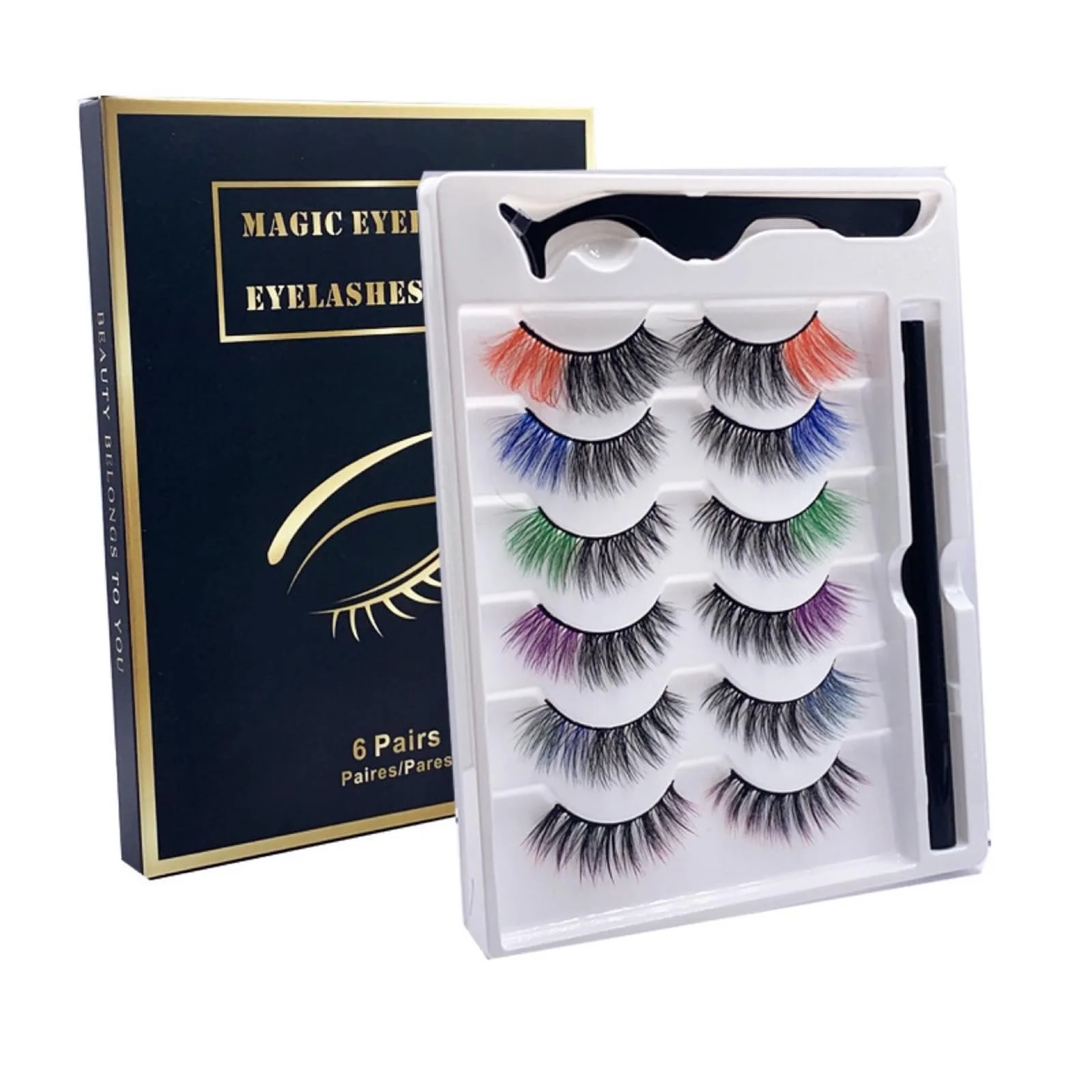 Набор цветных накладных ресниц, фото №1