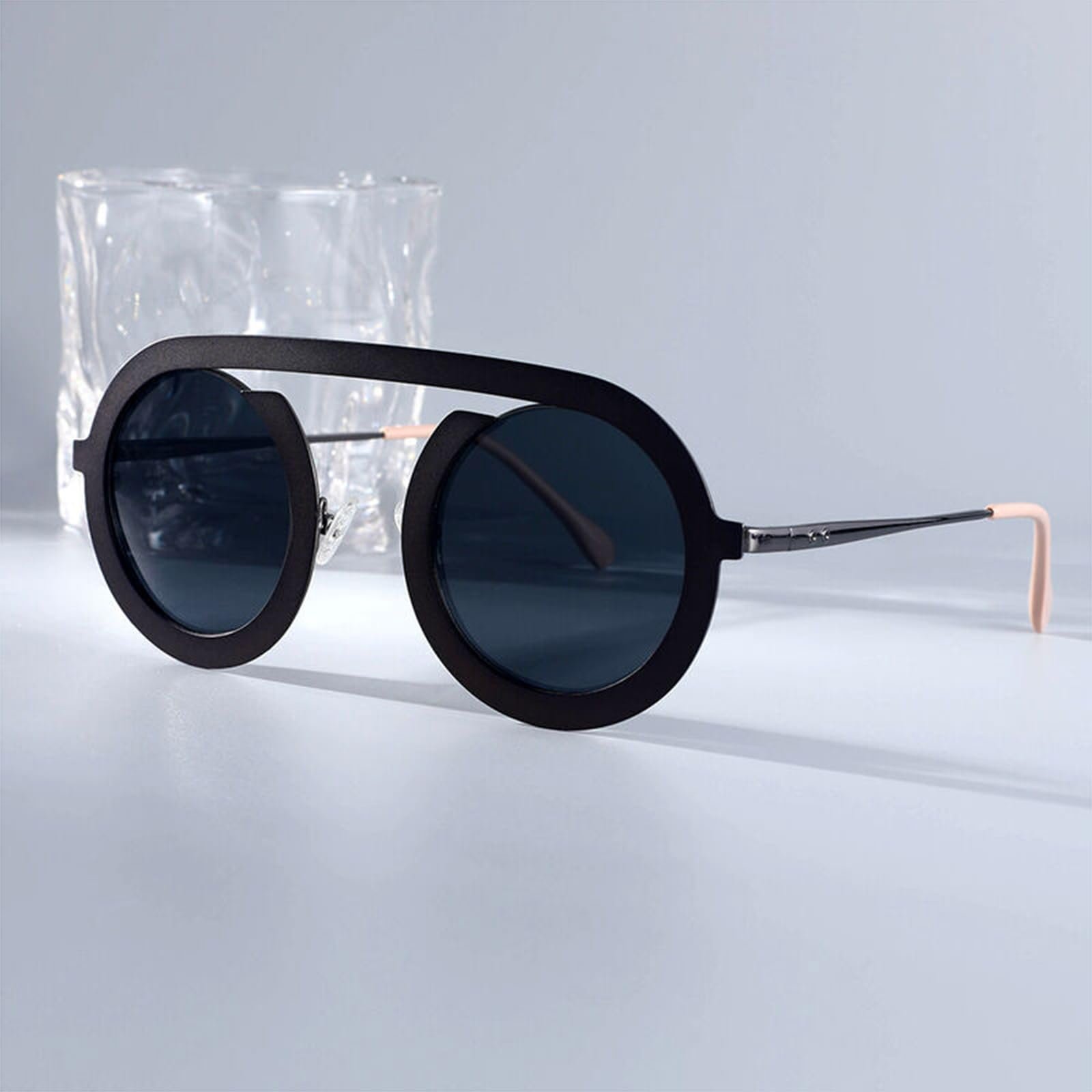 Сонцезахисні окуляри Ретро AOOLIA Круглі Металеві Естетичні, Легка оправа UV400 для жінок, фото №4