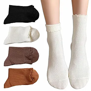 4 пари жіночих милих шкарпеток з оборками - Фото 1