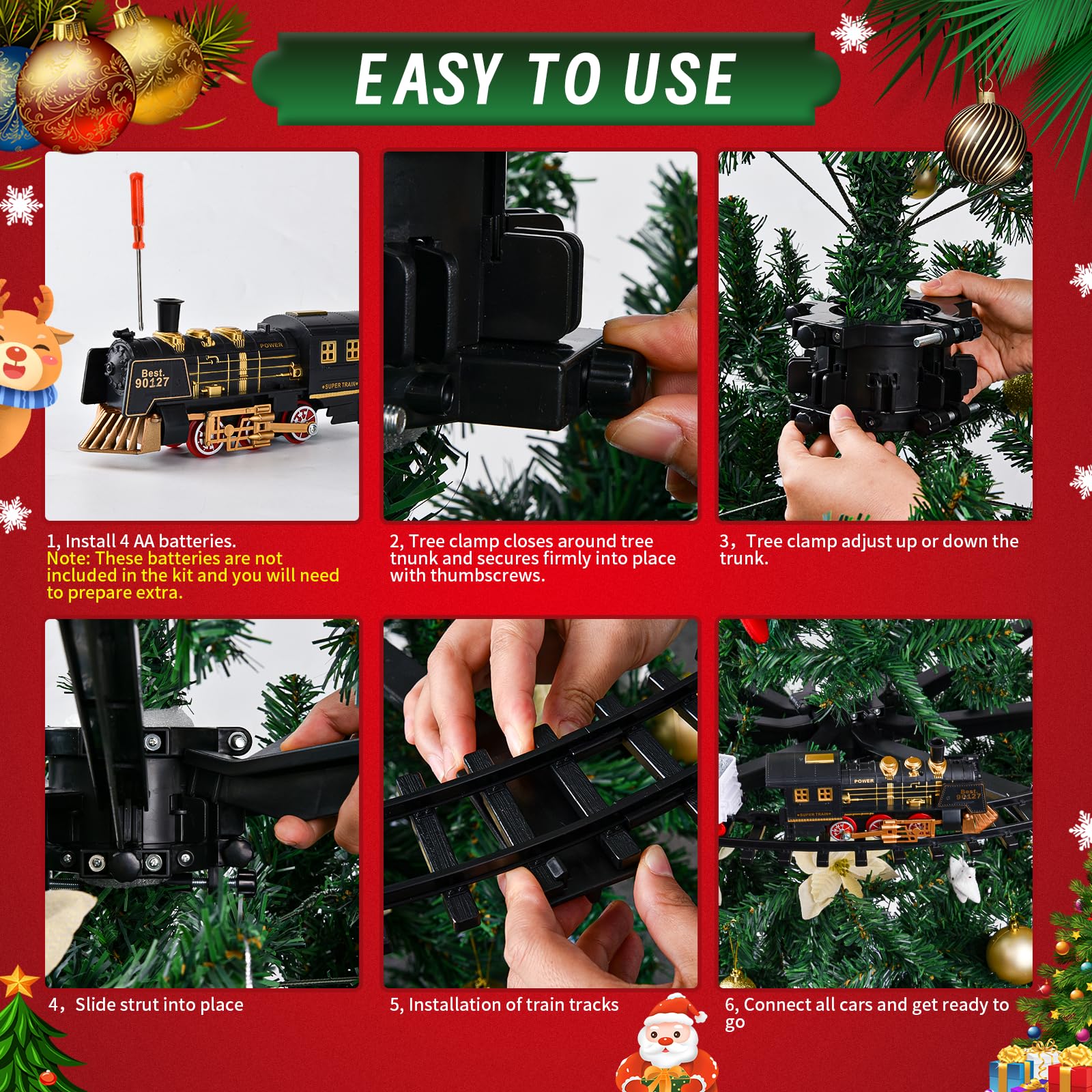 Електропоїзд DAOUZL Christmas Tree Train для дітей з світлом і звуком на ялинку для дітей від 3 років, фото №4