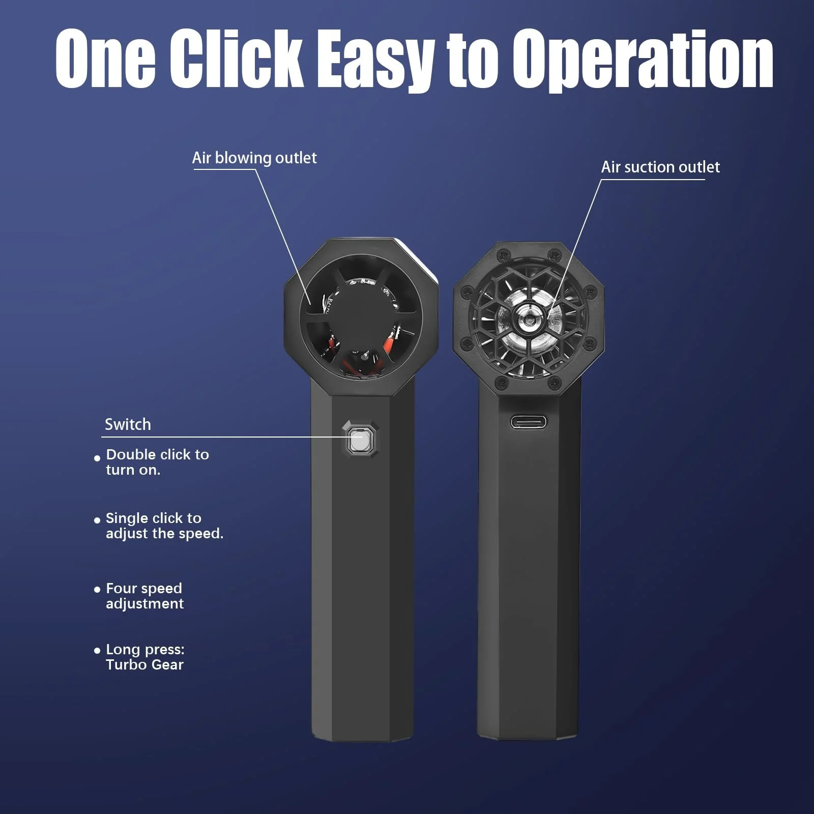 Электрическая воздуходувка 105,000 RPM Аккумуляторная 6000 mAh 4 скорости, фото №2 Электрическая воздуходувка 105,000 RPM Аккумуляторная 6000 mAh 4 скорости, фото №2