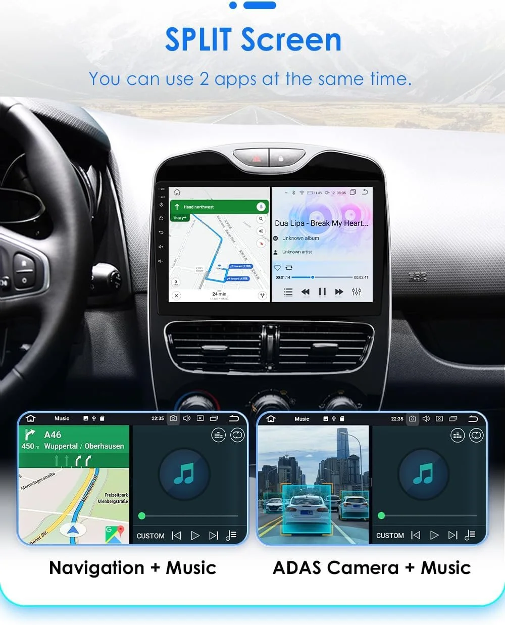 Штатна автомагнітола Hizpo для Renault Clio 4 ZOE 2016-2019 / 10.1" / Сенсорна / 4/32Гб / Android 13 / Apple CarPlay / Android Auto / Bluetooth / WI-FI / GPS / USB / DAB+, фото №6