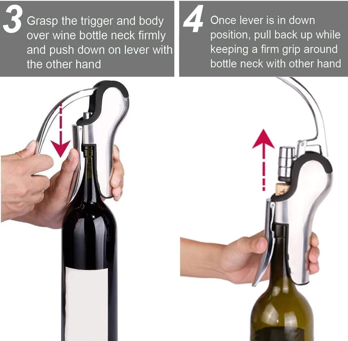 Штопор KAYCROWN Вертикальный рычаг из нержавеющей стали со встроенным резаком фольги, фото №7 Штопор KAYCROWN Вертикальный рычаг из нержавеющей стали со встроенным резаком фольги, фото №7