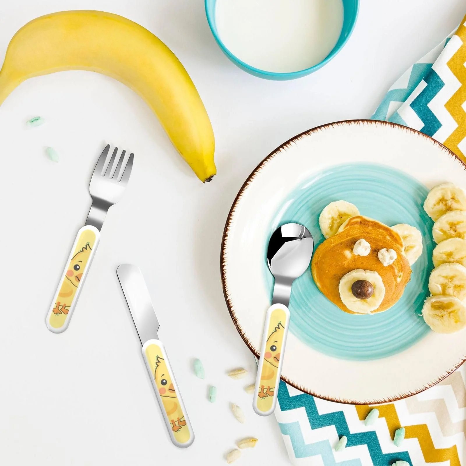 Дитячий набір столових приборів Качка Мультяшна Три предмети, фото №6 Дитячий набір столових приборів Качка Мультяшна Три предмети, фото №6