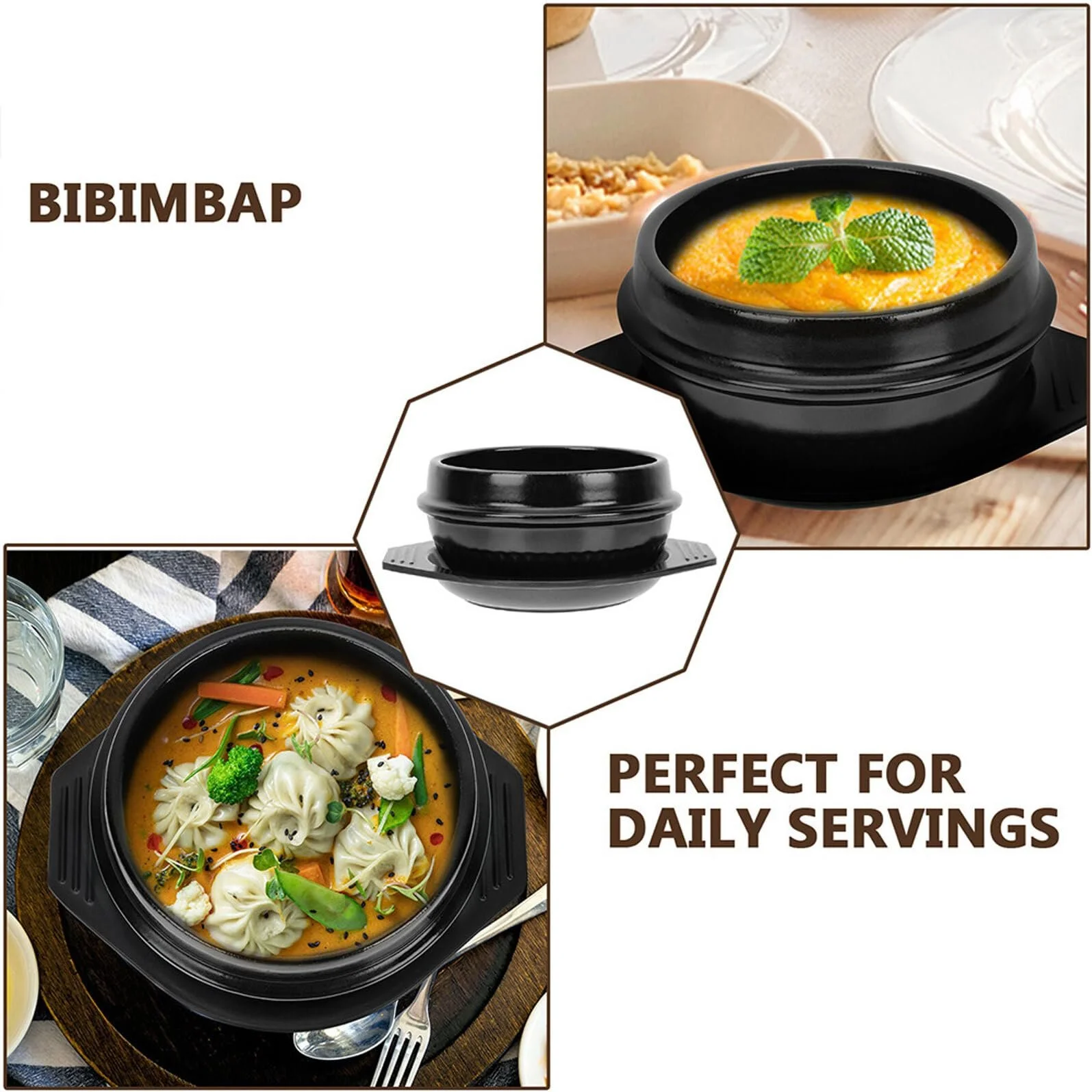Горщик для бібімбапа керамічний термостійкий з плоскою основою та підставкою, фото №4 Горщик для бібімбапа керамічний термостійкий з плоскою основою та підставкою, фото №4