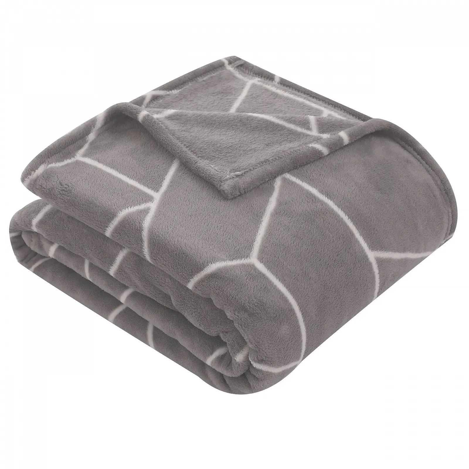Покрывало-одеяло one-home Геометрический Серый Пушистый Теплый Мягкий Флисовый 220 x 240 см, фото №1