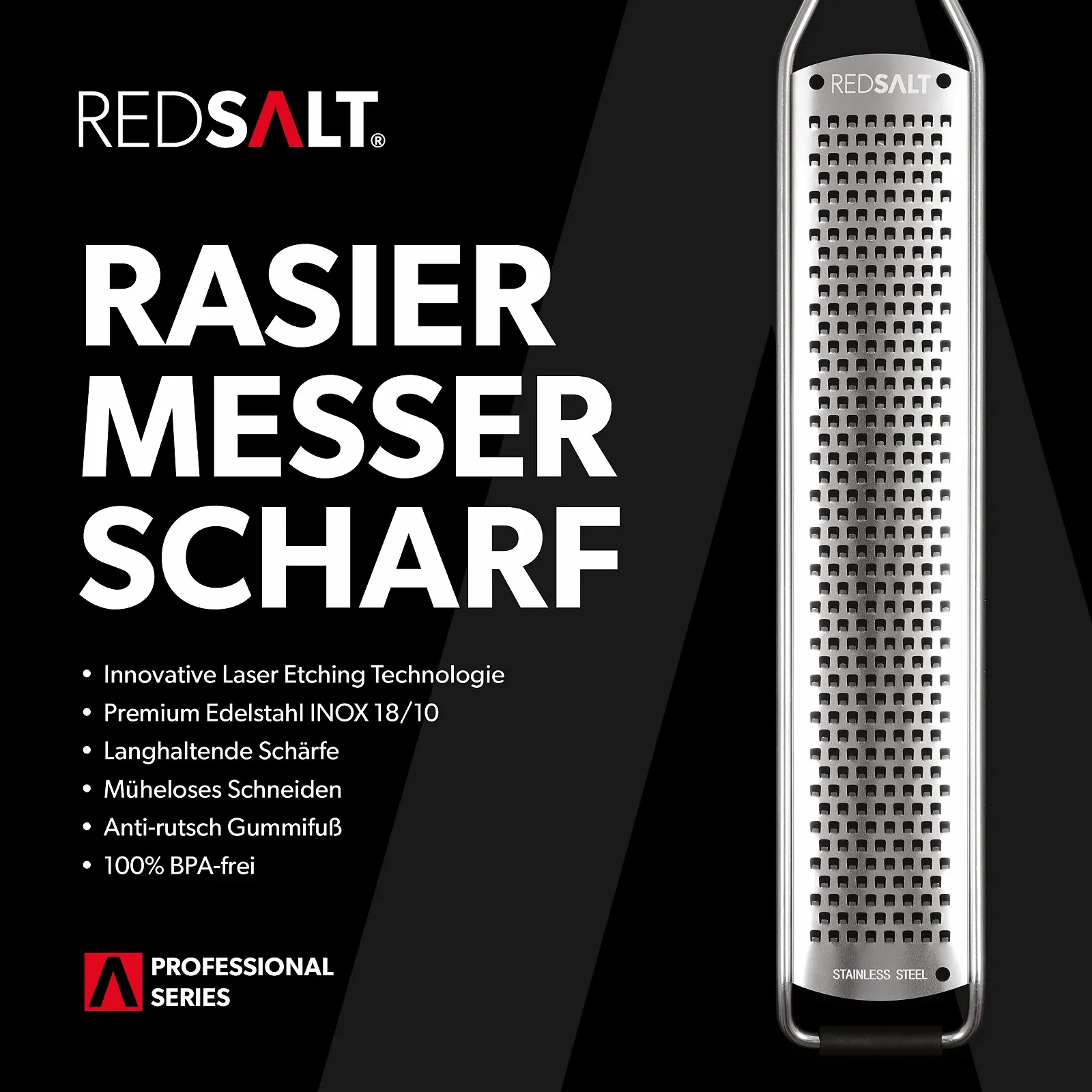Терка REDSALT Premium Zester Нержавеющая сталь с деревянной ручкой из ореха, фото №3