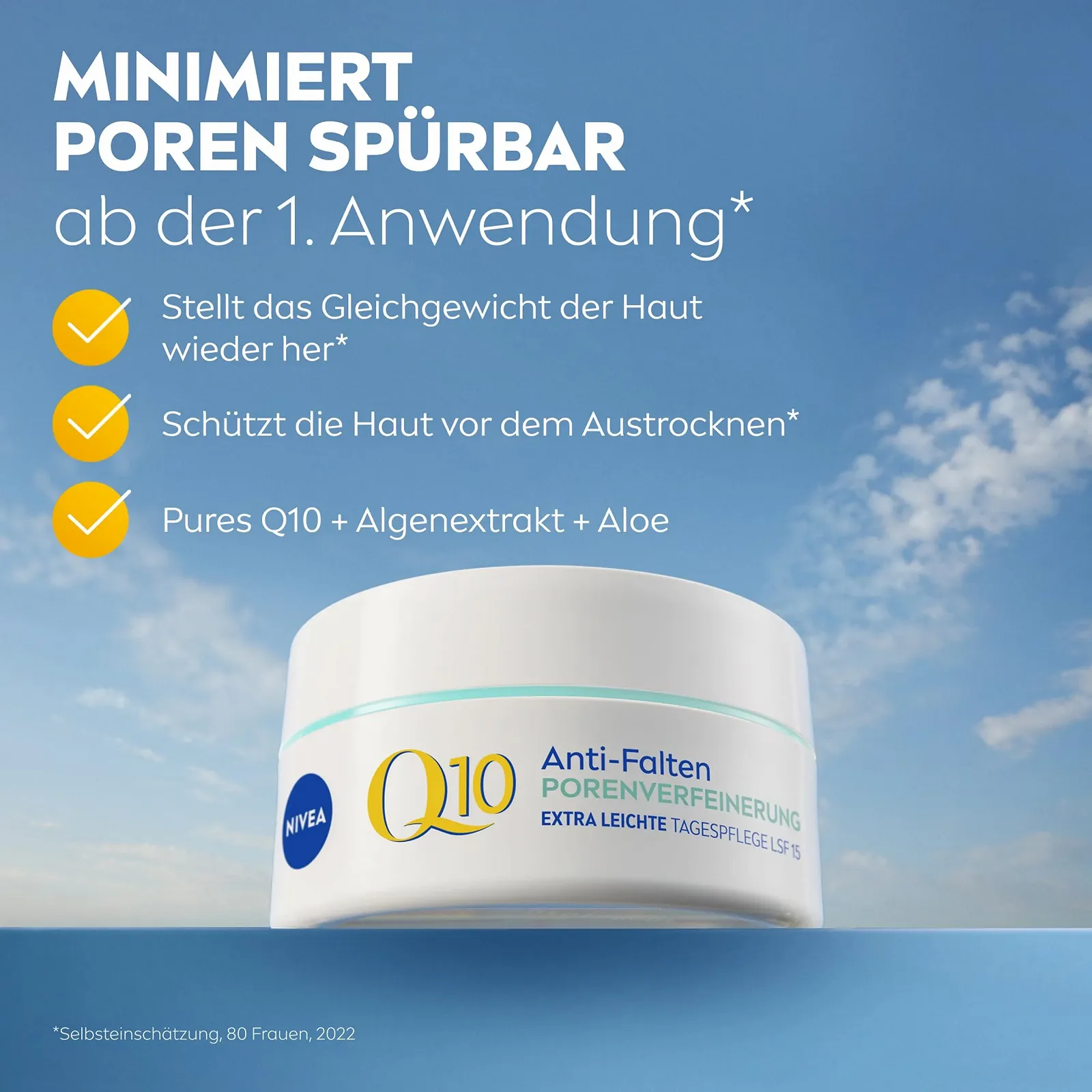 Денний крем NIVEA Q10 Anti-Wrinkle Pore Refining Extra Light SPF 15 50 мл, фото №2
